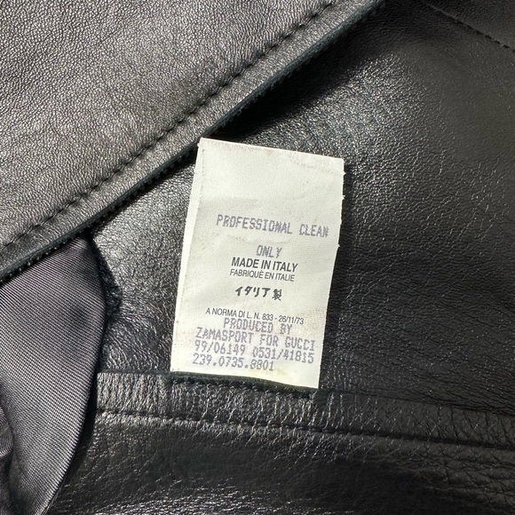 RARE Gucci Tom Ford Era Black Leather Jacket FW 90s - Picture 9 of 11